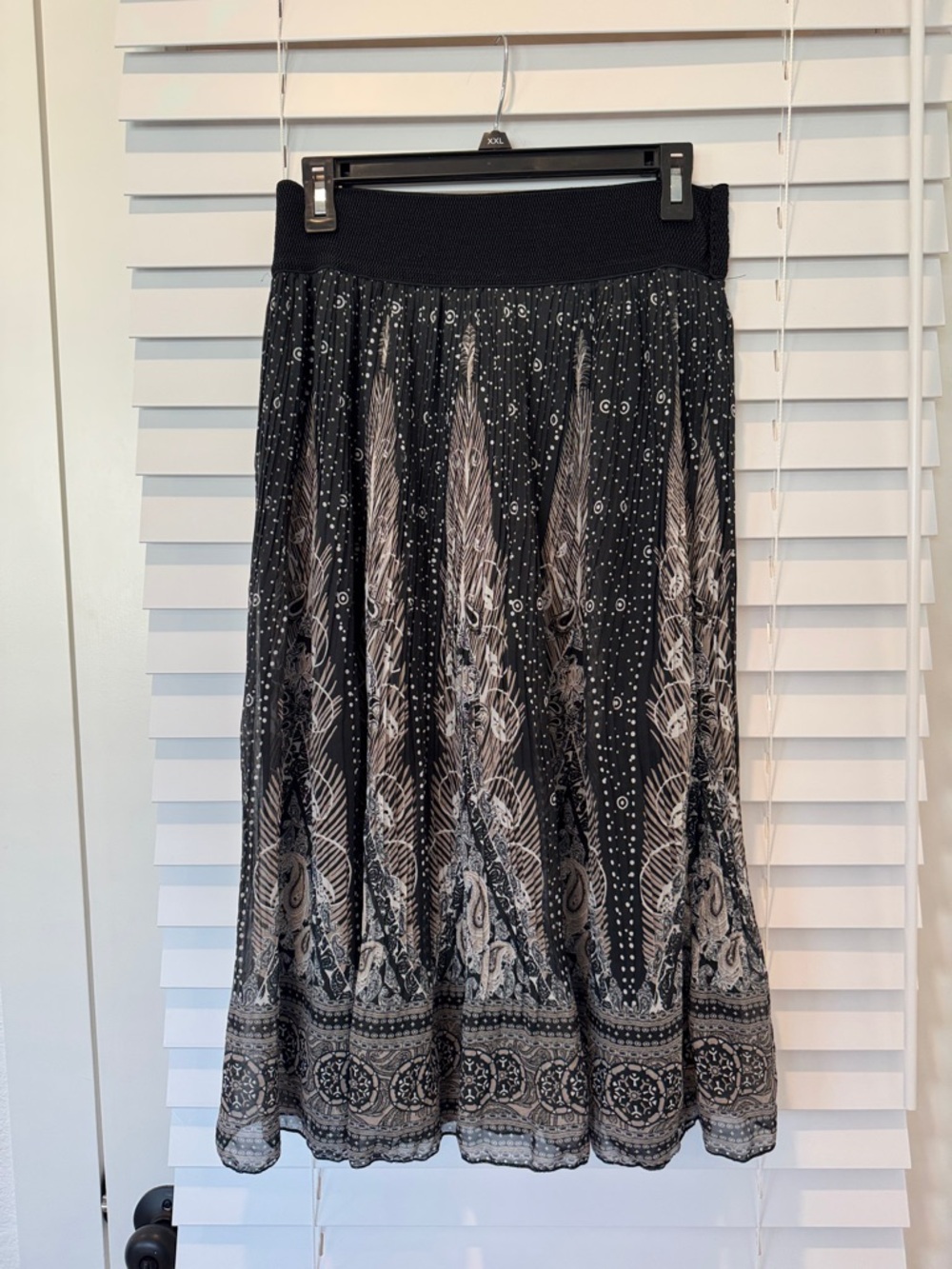 Metro Wear Boho Pleated Midi Women's Large Skirt Lined Geometric Print Flowy